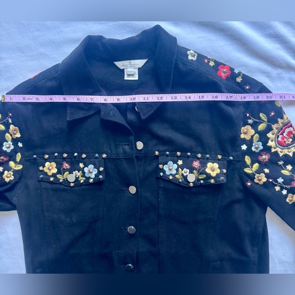 FRENCH CONNECTION Mazie Embroidered Denim Jean Jacket sz Large - Picture 11 of 11